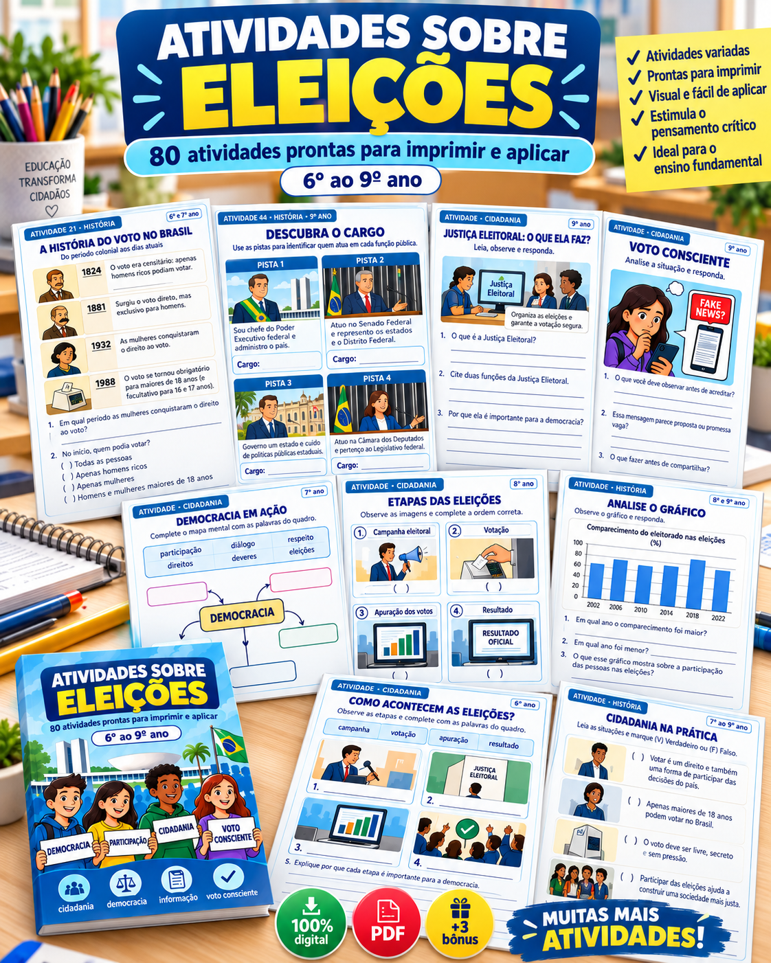 +140 Atividades sobre Eleições para seus Alunos - Mockup Novo